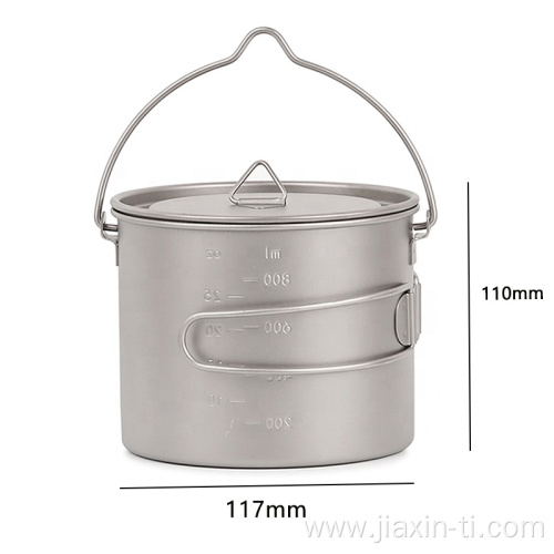 Titanium Pot with Lid Foldable Handle for Camping